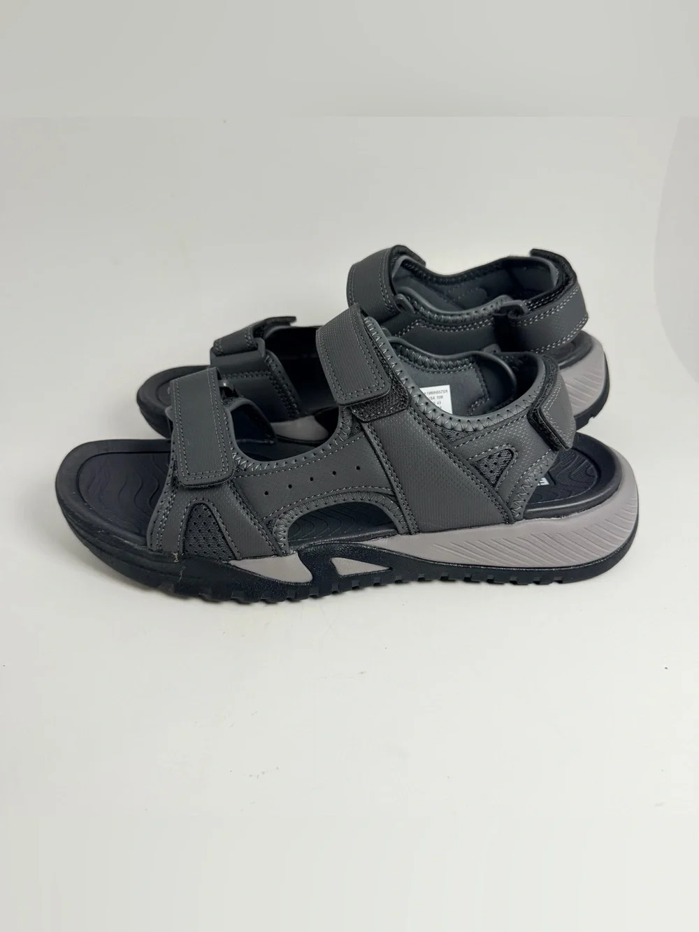 Eddie Bauer Gray Black Kids Adjustable Strap Sandals
